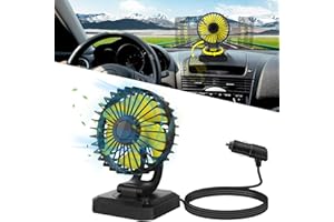 AUNIQ Auto Ventilator Fan 360 ° Rotation LüFter Wenig LäRm SommerlüFter Mit ZigarettenanzüNder/USB GebläSe Klimaanlage Fan Auto KüHlventilator FüR Armaturenbrett FüR Auto Van SUV Rv Boot (Einfacher Kopf)