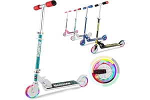 WeSkate Trottinette pour Enfants avec Roues Lumineuses à LED, Trottinettes à Hauteur Réglable pour Garçons et Filles de 3 à 10 Ans, Trottinette Pliante pour Enfants, Capacité de Poids de 110 LB