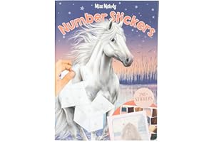 Depesche 13879 Miss Melody - Number Stickerbuch mit 16 Seiten zum Gestalten von Pferde-Motiven nach Zahlen, inklusive 8 Stickerbogen