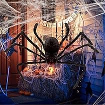 Araignée Géante Halloween - Décoration Effrayante Réaliste - Yeux Rouges, Pattes Articulées - Pour Maison, Jardin, Fête