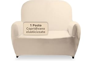 SONIT HOME DECOR SONIT - Copripoltrona 1 Posto Con Braccioli - Copripoltrone 1 Posto Elasticizzato - Fodera Protettiva Con Braccioli - Copripoltrona Universale Elasticizzato Made In Italy - Panna
