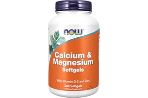 Now Foods, Calcium & Magnesium Softgels, 240 Cápsulas blandas, Probadas en Laboratorio, Vitamina D3, Zinc, Sin Gluten