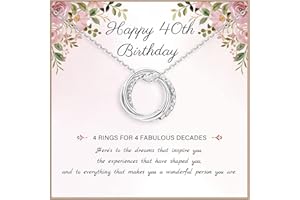 RANKEEF Birthday Gifts for Women S925 Sterling Silver Birthday Necklaces Gold丨Silver 30th 40th 50th 60th 70th Happy Mothers Day Jewelry 3 4 5 6 7 Decade Circles Pandent for Daughter Mom Friend Jewelry