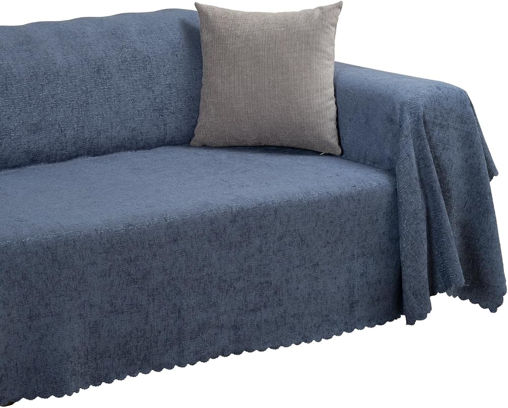 Latuda Home Premium Koltuk Örtüsü 175x300 LARGE Gramajlı Jakarlı Şönil Gece Mavisi | Kanepe Örtüsü | Kaymaz