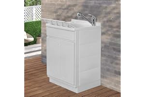 INBAGNO Mobile lavatoio in Resina, ideale per esterni e interni, 45x50-50x50-45x60-60x50-60x60, COMPLETO di asse lavaggio e kit sifone + piletta (60x50)