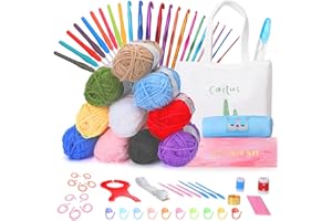 ACEMALL Agujas Crochet 78PCS Crochet Kit, Agujas de Ganchillo Ganchillos Crochet con Bolsa de Lona, 10 Hilos y 23 Ganchillos de 2,0 mm a 10 mm, Crochet Kit Principiantes, Profesionales, Niños y Adultos