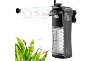 AQQA Filtro interno per acquario, flusso regolabile 3 in 1, pompa per acquario, con pompa dell'acqua da 300 l/h, per filtri biologici e meccanici, filtro da 4,5 W per acquari da 15 a 40 l