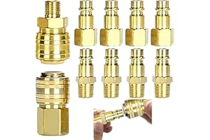 DIVONO 10 Pièces Raccord Rapide Air Comprimé, Raccords de Compresseur 1/4" Bsp, pour Tuyau Compresseur Embout Pneumatique (COLOR:or)