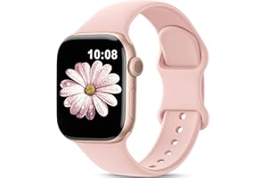 AMSKY Bracelet Sport Silicone Compatible avec Bracelet Apple Watch Se 40mm 42mm 46mm 44mm 45mm 41mm 38mm, Doux Imperméable Femme Homme pour iWatch Serie 11 10 9 8 7 6 5 4, SE 3 2 1, Sable Rose