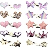VEGCOO 20 Pezzi Mollette per Capelli Bambina, Carino Stella Amore Farfalla Fermagli per Capelli in Metallo, Clip per Capelli 