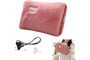 RAKIUTY Borsa Acqua Calda Elettrica,Scaldino Elettrico Scaldamani,Borsa Dell'Acqua Calda Con Rivestimento Morbido,Scaldino In Peluche,Scaldapiedi,Portatile e Ricaricabile,per Giornate Fredde (Rosa)