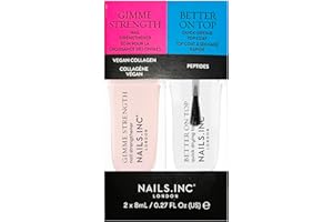 NAILS INC Nails.INC Mini-Nagelbehandlungs-Duo, inklusive Gimme Strength Nagelhärter und schnelltrocknendem Überlack, mit aktiven Hautpflege-Inhaltsstoffen zur Förderung der Nagelgesundheit, tierversuchsfrei,