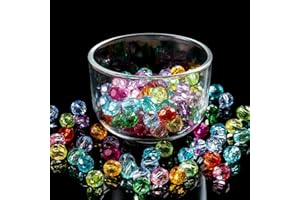 HAOSELL 320 perlas de cristal facetadas de 10 mm, perlas de cristal redondas multicolor, perlas sintéticas surtidas para manualidades, pulseras y joyas