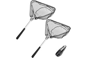 AGOGUE Lot de 2 épuisettes de pêche pliables avec poignée antidérapante, portable et durable pour la pêche ou les activités de plein air