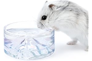 Niteangel Hamster Feeding & Water Bowls- Mount Fuji Series Glass Drinking Bowls for Dwarf Syrian Hamsters Gerbils Mice Rats or Other Similar-Sized Small Pets