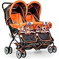 Mee Mee Twin Buggy Baby Stroller & Pram Easy Foldable with Adjustable Seating Positions| Age 0-2 yrs & Weight Upto 20 Kg with Swivel Wheel | 3 Point Safety Harness Belt with Comfortable Seats