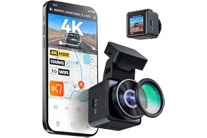VANTRUE E1 Pro 4K HDR STARVIS 2 Dashcam fram, Mini Bilkamera med CPL, 5GHz WLAN App, GPS, Röststyrning, Parkeringsläge med fö