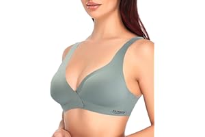 Jengo Post Surgery Bra Front Closure Deep V Push Up Plunge Bra U Low Cut Bras Post Surgical Mastectomy Bra Breast Augmentation