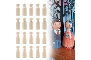 Sixfolo Figuras Madera para Pintar 75 mm 20 Piezas Muñecas de Madera Natural Figuras Clavijas de Madera Sin Terminar Personas Madera Hombre Mujer Niño Niña para DIY Manualidades Decoración