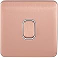 Schneider Electric Lisse Screwless Deco - Single Intermediate Light Switch, 10AX, GGBL1014WLCS, Light Copper with White Insert