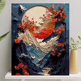Sayılarla Boyama Tuval Seti Fır&ccedil;a Boya Dahil (&Ccedil;ıtalı) 40x50 CM - Dağlar