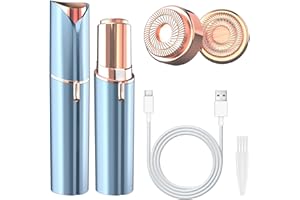 Vexloria Rasoir Visage Femme, USB Rechargeable, Epilateur Visage Femme avec Deux lames de Rechange, Doux et Indolore Rasoir Electrique, Flawless Epilateur Visage pour Joues, Menton, Bras (Bleu)