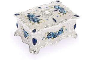 IGNPION Vintage metalowe pudełko na biżuterię małe drobiazgi organizer pudełko na pierścionki kolczyki naszyjnik biały średni