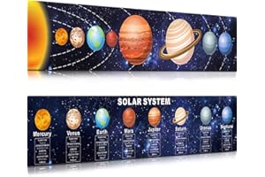 diyfixlcd Solar System Poster Science Banner Educational Teaching Wall Decor Elementary and Middle School Classroom Decorations with 60 Glue Point Dots for Pre School, Student, Teacher