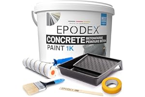 EPODEX® 1K CONCRETE PAINT | Vernice per calcestruzzo garage | Colore pietra | + set di accessori | 45 colori grigio bianco colorato | pareti e pavimenti in cemento, cemento e legno | resistente