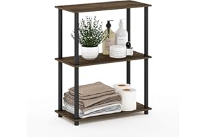 Furinno Turn Présentoir à Étagères Polyvalentes à 3 Niveaux, Noyer Columbia/Noir
