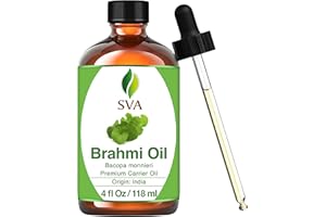 SVA ORGANICS SVA Brahmi Oil 4 fl oz (118ml) Premium Carrier Oil With Dropper for Hair, Face, Nails & Body Massage