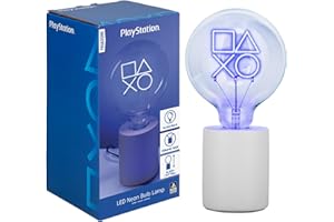 Paladone, Lampada con lampadina neon a LED decorativa con simboli PlayStation, con lampadina in vetro E27, regalo giocatore Sony con licenza ufficiale, per decorare camere da letto, case, sala giochi