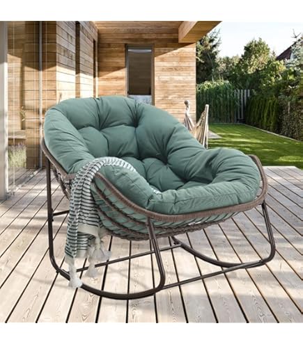 XXL Schaukelstuhl Mit Hocker - Relaxsessel Für Garten & Wohnzimmer Bis 150kg