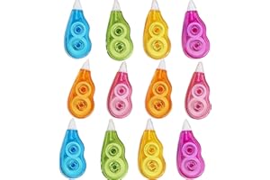NHCDFA 12 Pcs Correction Tape,Easy to Use Applicator for Instant Corrections,Correction Tape Mouse,Large-Capacity Mouse Correction Tape for School and Office Supplies (6 Colors)