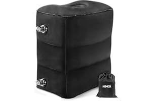 ‎HOMCA HOMCA Poduszka podróżna pod podnóżek, nadmuchiwana poduszka z regulacją wysokości do stóp na samolotach, samochodach, autobusach, pociągach, biurach i dzieciach, do spania na długich lotach (1 sztuk, Czarny)