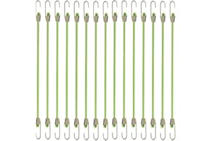 BOBISHE 15 Pzi Corde Elastiche con Gancio Metallici 25cm Verde Cavi Elastica Cinghia Resistente Corde Elastiche Robuste in Gomma Cavi Elastici di Fissaggio Ganci Cordino Elastico per Portabagagli,Campeggio