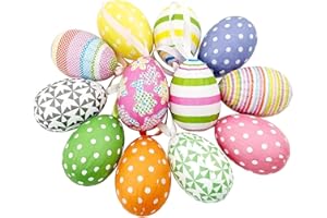 GARDENINGWILL 12pcs New Colorful Paper Mache Egg Hanging Ornaments Easter Tree Christmas Decoration