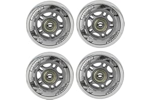 Lot de 4 roues inline - Pour patinage de loisirs - En polyuréthane 72 mm / 82A - Avec 8 roulements ABEC7Nils