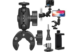 ZAKVOP Action Kamera Halterung Motorrad Fahrradhalterung, 360° Drehung Lenker Handy Halterung, Smartphone Clip Lenkerhalterung Zubehör für GoPro Hero 10/9/8/7/6 Insta360 One X2, DJI Osmo