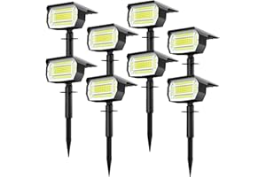 LOTMOS Luces Solares LED Exterior Jardin [8 Paquete/72LED] Focos LED Exterior Solares, Impermeable IP65 Luz Solar Exterior Potente Foco Lampara Solar Exterior Jardin Exteriores Suelo (Blanco Frio)