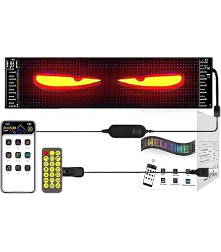 2 x Devil Eye Lights Voor Auto's Vrachtwagen, Dynamische Demon Eye Devil Eyes Vrachtwagen Kan DIY-Aangepaste Patroonkopie Zijn LED-Zachte Filmscherm Slimme App-bediening Kleurrijke Ooglamp 595*120mm