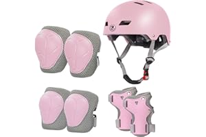 LANOVAGEAR Kask dziecięcy, ochraniacze na łokcie, ochraniacze na nadgarstki, wiek 2-8 lat, wielofunkcyjny kask sportowy do jazdy na rowerze, deskorolce, łyżworolkach, skuterze
