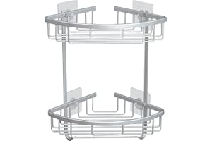 Hoomtaook Mensola da Doccia Scaffali Angolari per Bagno Senza Foratura Viene fornito con una scatola di sapone 2 Livelli Argento