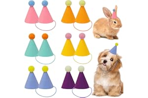 LARDUX 12pcs Mini Party Hats for Stuffed Animals, Happy Birthday Hats Dolls Dog Cat Rabbit Puppies Reusable Assorted Animal Birthday Decorations for Kids Adults- No assembly Required.