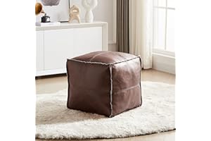 LOUIS DONNÉ Louis Donne Unstuffed Square Faux Leather PU Pouf, Supersoft Handmade Ottoman Faux Moroccan Decor, Storage Solution, Foot Rest, Footstool, Pouffe Seat for Balcony Office Indoor, Brown-45"x45"x45"…