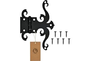 MoriaDesign Rustikal Scharniere - 2,5 x 120 x 180 mm - Schwarz - Torband Schwarz Schmiedeeisen - Scharnier für Gartentore, Holztüren, Holztore und Fensterläden, Dekorative Kreuzgehänge