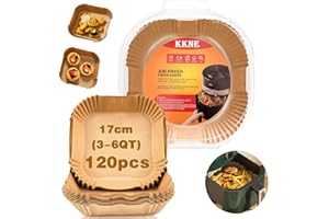 KKNE Papel Freidora Aire, 120 Piezas,Accesorios Freidora de Aire,papel horno,Compatible con múltiples marcas de freidoras de aire, Hasta 5.5 Litros(17cm)