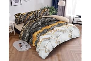 BESCH Juego de Funda Nordica para Cama 150cm 100% Microfibra de Poliester Suave 3 Piezas - Juego de Funda Edredónes 220x240cm y con 1 Funda de Almohada 45x160cm (Mármol)