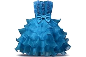 NNJXD Vestito da Ragazza Festa in Pizzo per Bambini Abiti da Sposa