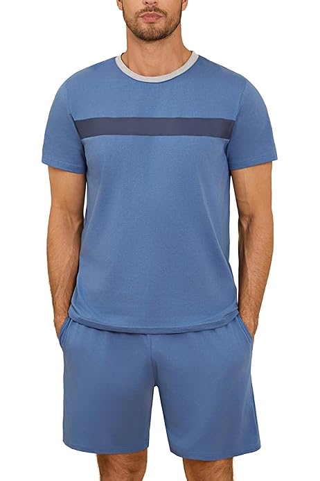 Conjunto Verano Hombre Pijama Verano Hombre Algodón Camiseta